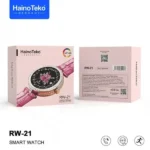 Montre connectée élégante pour femme HainoTeko RW-21 – Plus 1 bracelet supplémentaire noir – BT – Moniteur de fréquence cardiaque intégré – Rose – Image 4