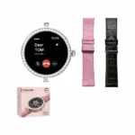 Montre connectée élégante pour femme HainoTeko RW-21 – Plus 1 bracelet supplémentaire noir – BT – Moniteur de fréquence cardiaque intégré – Rose – Image 2