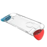 Étui de protection et poignée pour la Nintendo Switch 2 - Année 2025 - Coque transparent blanc et poigné rouge/bleu – Image 2