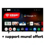 TV Smart Technology 75″ – Google TV Connecté – QLED – 4K UHD – 2 télécommandes avec option vocale – Wifi – BT- HDMI – USB - STT-7581E