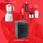 Fête des Mères Pack 3 – Mixeur à main 600W Midea – Mixeur 1,25L Midea  – Gazinière 4 feux Nasco