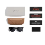 Lunette connectée Ray-Ban 2e Gen Headliner Shiny Black - Mémoire flash de 32Go/500+photos ou 100+vidéos de 30s - Transition Saphir – Image 4