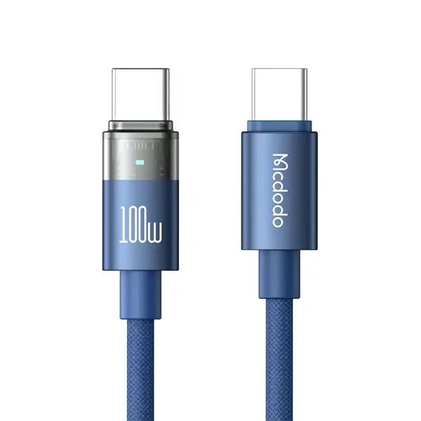 CA-5586 bleu Câble de charge Mcdodo Cab Luma – 100W – Type-c vers type-c – 1.2m – Voyant lumineux - CA-5586 – Image 1