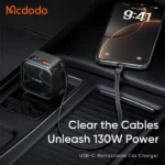 Chargeur de voiture Mcdodo FreeGo Pro – 130W – Câble Type-C rétractable 100cm – 1 ports Type-C et 1 port USB intégrés - CC-8710 – Image 2