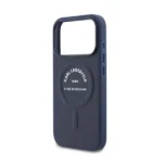 Coque pour iPhone 17 Pro Karl Lagerfeld avec boutons à logo RSG – Compatible MagSafe en polyuréthane - Bleu marine - KLOHMP17LPSKRSGEB