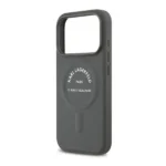 Coque de téléphone avec boutons à logo RSG Karl Lagerfeld – Pour iPhone 17 Pro – Compatible MagSafe en polyuréthane – Vert - KLOHMP17LPSKRSGEG