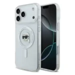 Coque de téléphone avec tête de Karl Lagerfeld – Pour iPhone 17 Pro Max – Compatible MagSafe – Transparent - KLOHMP17XHLSKIH – Image 3
