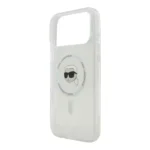 Coque de téléphone avec tête de Karl Lagerfeld – Pour iPhone 17 Pro Max – Compatible MagSafe – Transparent - KLOHMP17XHLSKIH