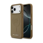 Coque de téléphone avec logo Karl initial embossé Karl Lagerfeld – Pour iPhone 17 Pro Max – Compatible MagSafe – Marron - Similicuir – KLOHMP17XPGFKLRDW – Image 3