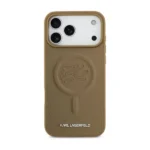 Coque de téléphone avec logo Karl initial embossé Karl Lagerfeld – Pour iPhone 17 Pro Max – Compatible MagSafe – Marron - Similicuir – KLOHMP17XPGFKLRDW – Image 2