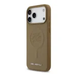 Coque de téléphone avec logo Karl initial embossé Karl Lagerfeld – Pour iPhone 17 Pro Max – Compatible MagSafe – Marron - Similicuir – KLOHMP17XPGFKLRDW