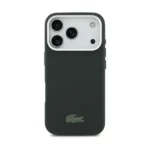 Coque de téléphone avec logo crocodile Lacoste – Pour iPhone 17 Pro – Compatible MagSafe – Petit Piqué – Cuir - Vert - LCFCMP17LPLAE – Image 2