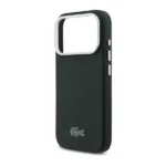 Coque de téléphone avec logo crocodile Lacoste – Pour iPhone 17 Pro – Compatible MagSafe – Petit Piqué – Cuir - Vert - LCFCMP17LPLAE