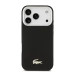 Coque de téléphone avec logo crocodile Lacoste – Pour iPhone 17 Pro – Compatible MagSafe – Similicuir – Noir - LCHMP17LPCEAK