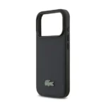 Coque de téléphone avec logo crocodile Lacoste – Pour iPhone 17 Pro – Compatible MagSafe – Petit Piqué – Marine – LCHMP17LPLAV