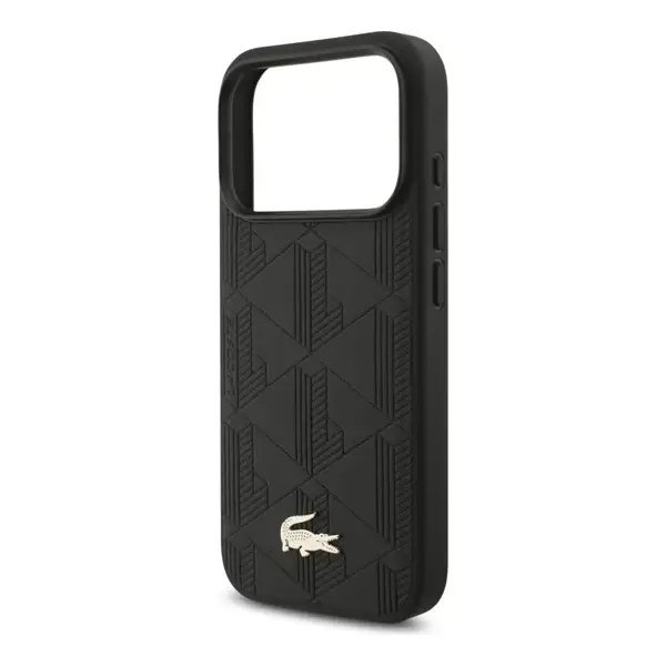 LCHMP17LPNOK 3 Coque de téléphone avec logo crocodile Nomogramme Gold Lacoste – Pour iPhone 17 Pro – Compatible MagSafe – Cuir – Noir – LCHMP17LPNOK – Image 1