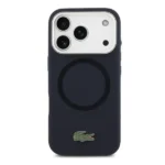 Coque de téléphone avec logo crocodile Lacoste – Pour iPhone 17 Pro – Compatible MagSafe – Silicone – Bleu marine - LCHMP17LSLAV – Image 2