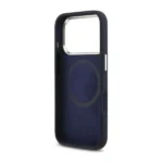Coque de téléphone avec logo crocodile Lacoste – Pour iPhone 17 Pro – Compatible MagSafe – Silicone – Bleu marine - LCHMP17LSLAV