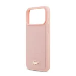Coque de téléphone avec logo crocodile Lacoste – Pour iPhone 17 Pro Max – Compatible MagSafe – Silicone – Rose - LCHMP17XPBLP