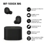 Écouteur Sony avec ANC – 12h d’autonomie – BT 5.3 – IPX4 – Portée maximale 10m – Noir – WF-1000-XM6 – Image 2