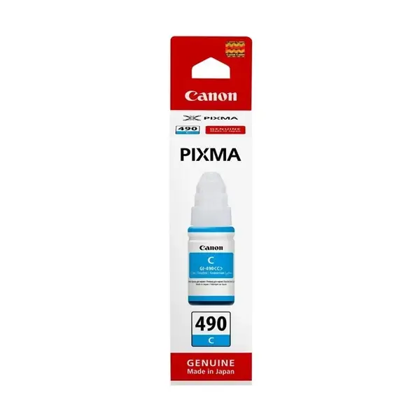 CANON GI 490 CYAN Bouteille d’encre cyan Canon GI-490 C Cyan – 70ml - Couleur Cyan - Canon d’origine - (FW) – Image 1