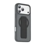 Coque pour iPhone 18 Pro Max Green Lion  – Compatible MagSafe – Poignée 360 en cuir noir intégrée - GNGRP18PMBK