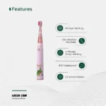 Brosse à dents électrique pour enfants Green Lion - Pour enfants âgés de deux à dix ans - 60Jrs d'autonomie - IPX7 - Rose - GNKDSELTBRBL – Image 3