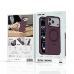 Coque pour iPhone 18 Pro Max Green Lion - Compatible MagSafe - Support à rotation 360° intégré - Silicone - Bordeaux - GNSCSMG18PMBD – Image 3