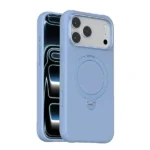 Coque pour iPhone 18 Pro Max Green Lion - Compatible MagSafe - Support à rotation 360° intégré - Silicone - Bleu - GNSCSMG18PMBL