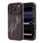 Coque pour iPhone 18 Pro Max Karl Lagerfeld avec logo en résine Big Signature - Bordeaux - KLOHCP18X6HCKSRR – Image 3