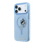 Coque pour iPhone 18 Pro Max Karl Lagerfeld avec impression Peekaboo - Compatible MagSafe - Bleu - KLOHMP18X6HCPSCB – Image 3