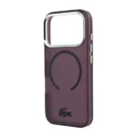 Coque pour iPhone 18 Pro Max Lacoste – Compatible MagSafe - Finition givrée mate IML - Résistant aux rayures - Bordeaux - LCHMP18X6UFRTDR