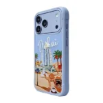 Coque pour iPhone 18 Pro Max Levelo Vallo en PU - Compatible MagSafe - Étui en similicuir - Design Dubaï - Bleu clair - LVLVLOD18PMLB – Image 2