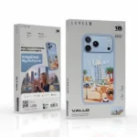 Coque pour iPhone 18 Pro Max Levelo Vallo en PU - Compatible MagSafe - Étui en similicuir - Design Dubaï - Bleu clair - LVLVLOD18PMLB – Image 3