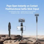 Perche à Selfie & Trépied Bluetooth 5.2 - Extensible jusqu’à 174 cm -Télécommande & Filetage 1/4" – Ouverture automatique - Noir - Yesido SF34 – Image 3