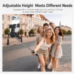 Perche à Selfie & Trépied Bluetooth 5.2 - Extensible jusqu’à 174 cm -Télécommande & Filetage 1/4" – Ouverture automatique - Noir - Yesido SF34 – Image 7