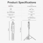 Perche à Selfie & Trépied Bluetooth 5.2 - Extensible jusqu’à 174 cm -Télécommande & Filetage 1/4" – Ouverture automatique - Noir - Yesido SF34 – Image 4