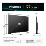TV Hisense 65″ – Connectée – Année 2026 – QLED 4K UHD – 144HZ QUANTOM DOT - VIDAA – Commande vocale – Apple mobile – Apple store – Image 2