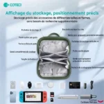 Sac de rangement multicouche COTEetCI Crater Multi-layer EVA Storage Bag - Pour Nintendo et autres accessoires électronique - Vert - 93013-GR – Image 2