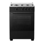 Gazinière 4 feux avec couvercle vitré Hisense - 60cm - Allumage automatique par bouton-poussoir - Four et gril à gaz, éclairage du four - HFG60122B