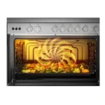 Gazinière 5 feux avec couvercle vitré Hisense - 90cm - Rôtisserie - Ventilateur - Four - Gaz et électrique - HFG90335RX02 – Image 2