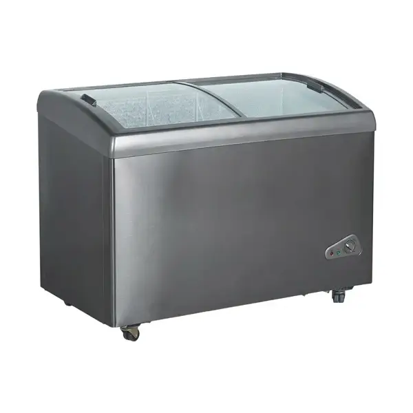 NAS-FS305FL-DS New (1) Congélateur horizontal double portes coulissantes vitrées Nasco – 239L Net – 3 paniers à l’intérieure - Gris foncé - NAS-FS305FL-DS – Image 1