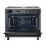 Gazinière 5 feux Toshiba - 90x60cm - Four à gaz ventilé - Cavité EaseMax - Contrôle par boutons rotatifs avec un minuteur digital - RQ1-90MG5GE(GR)-SA – Image 2